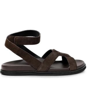BOSS Logo-Patch Touch-Strap Sandals - Black