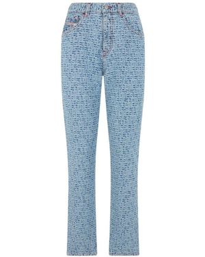 DIESEL Monogram-Print Straight-Leg Jeans - Blue