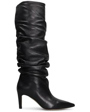 The Seller Ruched Pointed-Toe Boots - Black