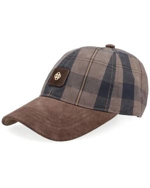 GANT Tartan Suede-Panelled Baseball Cap - Brown