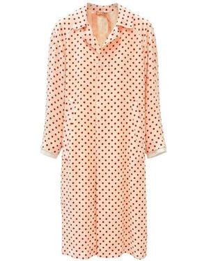 N°21 Polka-Dot-Print Raglan-Sleeve Coat - White