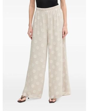 Joseph Ribkoff Polka-Dot Palazzo Trousers - Natural