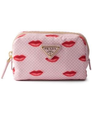 Prada Estuche De Maquillaje Con Logo - Rosa