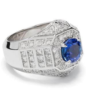 Statement Paris Anillo De Cóctel Meaningful Beauties #5 En Plata De Ley Con Diamantes - Azul