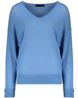 Moorer V-Neck Long-Sleeve Jumper - Blue