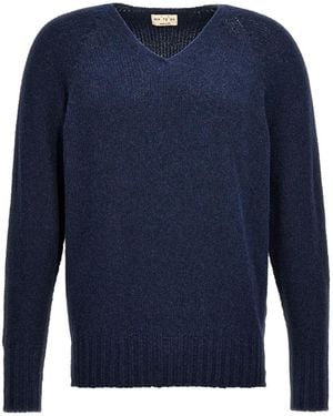 Ma'ry'ya V-Neck Cotton Sweater - Blue
