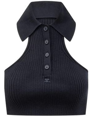 Courreges Canotta Crop - Blu