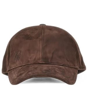 Emporio Armani Suede Logo-Embroidered Baseball Cap - Brown
