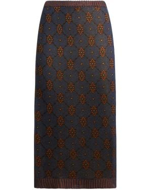 Etro Pattern Knit Midi Skirt - Black