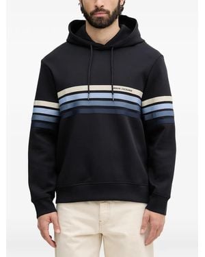 ARMANI EXCHANGE Logo-Print Striped Hoodie - Blue