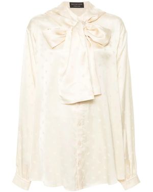 Balenciaga Long-Sleeve Hooded Blouse - Natural