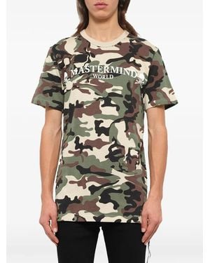 Mastermind Japan Logo-Print Camouflage-Pattern T-Shirt - Green