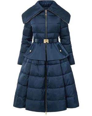 Elisabetta Franchi Padded Circle-Skirt Down Coat - Blue