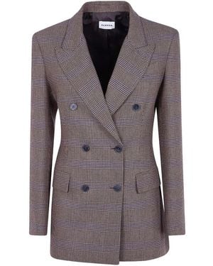 P.A.R.O.S.H. Check-Pattern Double-Breasted Blazer - Purple