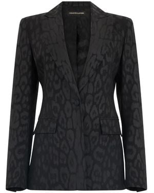 Roberto Cavalli Animal-Print Single-Breasted Jacket - Black