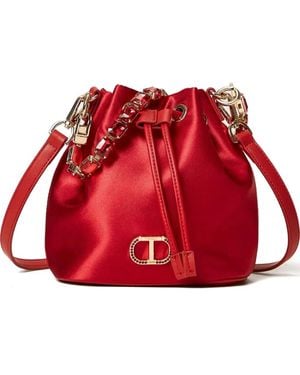 Twinset Jewel-Embellished Satin Mini Bag - Red
