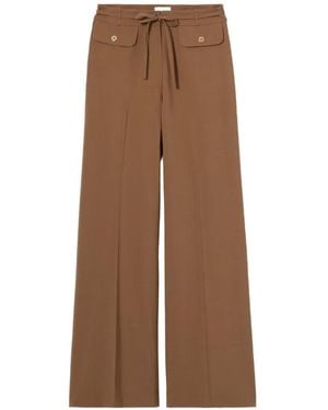 Claudie Pierlot Pantalon Ample En Laine Mélangée - Marron