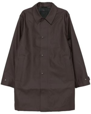 Rains Nara Hooded Press-Stud Raincoat - Grey
