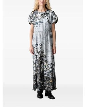 Munthe Abstract-Print Puff-Sleeve Maxi Dress - White