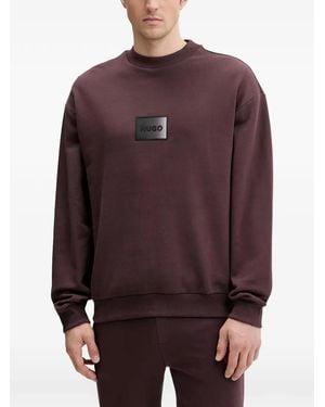 HUGO Sweat-Shirt À Col Rond Avec Logo Patché - Purple