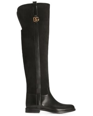 Dolce & Gabbana Bottes Zippées À Bord Incurvé - Black