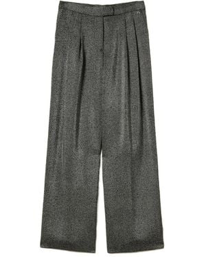 Twinset Herringbone-Pattern Palazzo Trousers - Grey