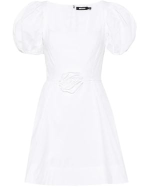ROTATE BIRGER CHRISTENSEN Puff-Sleeve Floral-Appliqué Mini Dress - White