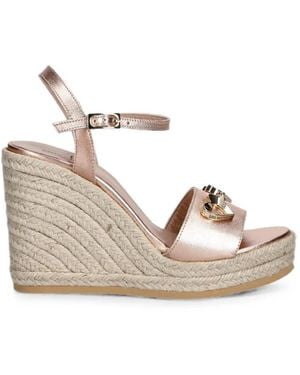Love Moschino Heart-Plaque Wedge Espadrilles - Natural