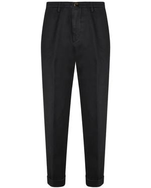 Dell'Oglio Pantaloni Plissé Con Risvolto - Nero