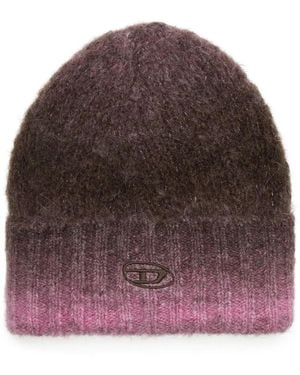 DIESEL Alpaca Beanie With Oval D Embroidery - Brown
