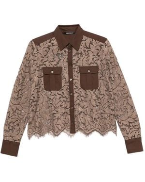 Pennyblack Lace-Overlay Paneled Shirt - Brown