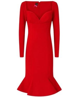 Pinko Sweetheart-Neck Midi Dress - Red
