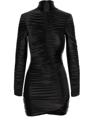 Murmur Turtleneck Ruched Dress - Black