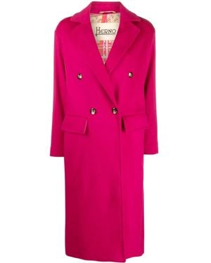 Herno Double-Breast Virgin Wool Coat - Pink