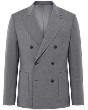 Paolo Pecora Double-Breasted Patch-Pocket Blazer - Grey