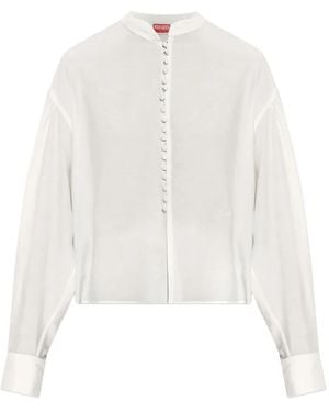 KENZO Shirt With A Stand-Up Collar - White