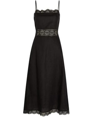 STAUD Amalina Linen Midi Dress - Black