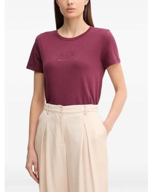 ARMANI EXCHANGE Logo-Embellished T-Shirt - Purple