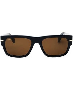 Ferragamo Rectangle-Frame Sunglasses - Black