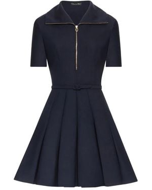 Oscar de la Renta ジップアップ ミニドレス - ブルー