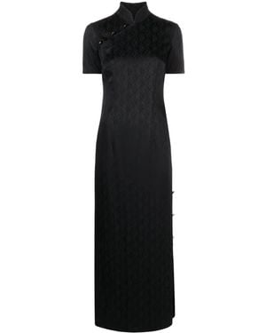 Marine Serre Jacquard-Maxikleid - Schwarz