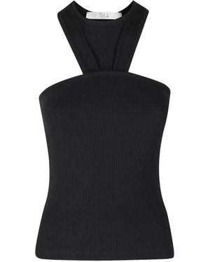 Tela Ribbed-Knit Halterneck Top - Black