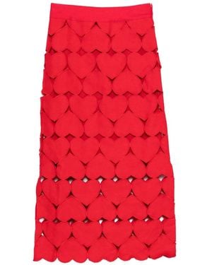 FARM Rio Heart Midi Skirt - Red