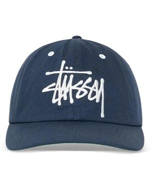 Stussy Logo-Embroidered Snapback Hat - Blue