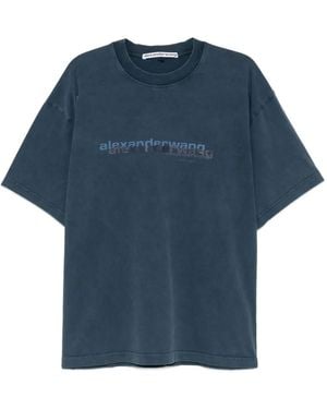 Alexander Wang Logo-Print Cotton T-Shirt - Blue