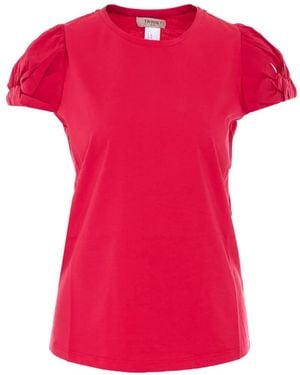 Twinset Puffed-Sleeve Embroidered-Logo T-Shirt - Pink