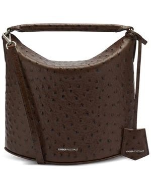 UMBER POSTPAST Sac Cabas À Effet En Cuir D'Autruche - Marron