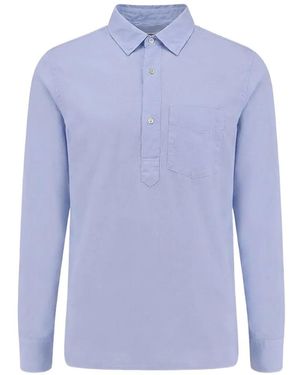 Aspesi Chest-Pocket Long-Sleeve Polo - Blue