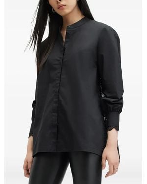 AllSaints Popeline-Hemd mit Spitzeneinsatz - Schwarz