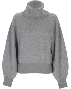 EMMA & GAIA Roll-Neck Drop-Shoulder Sweater - Gray